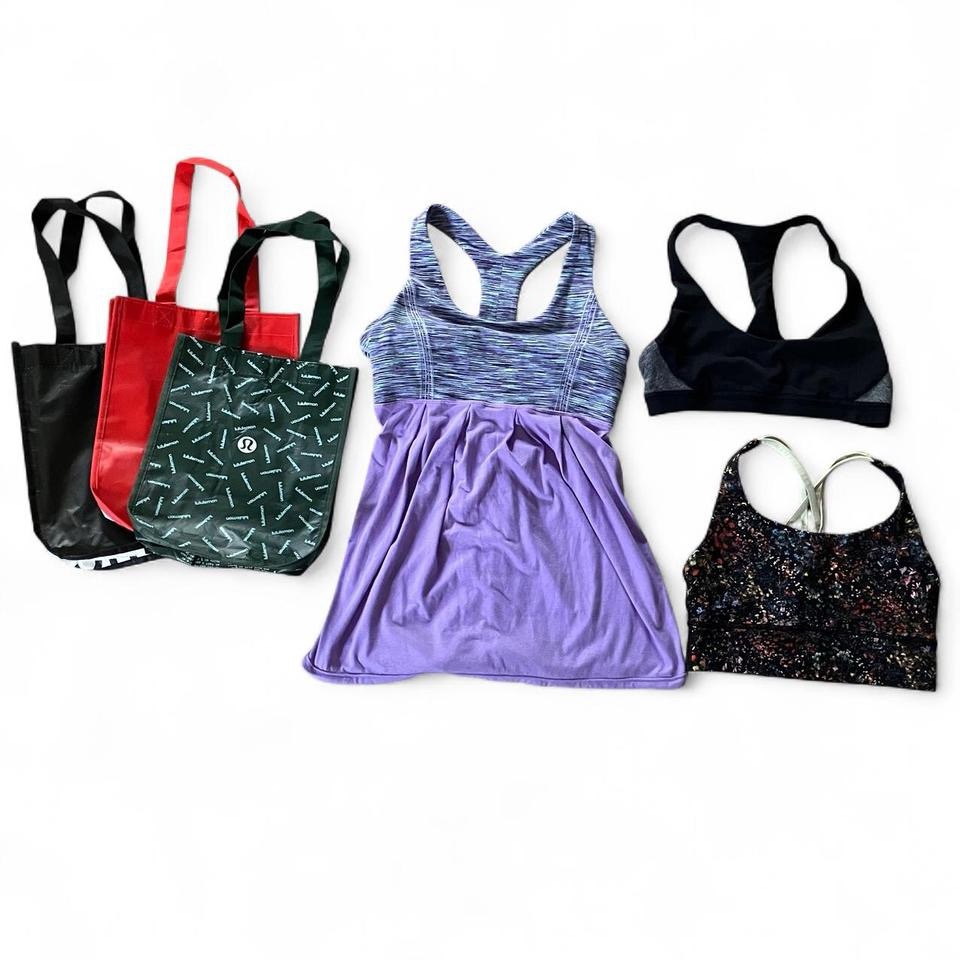 Lululemon Purple Yoga Tank Top And Sports Bra Bundle W/Reusable Bags